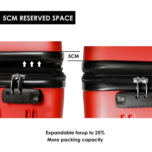 ABS Hard Shell Travel Trolley Suitcase 4 Wheel Luggage Set Hand Luggage, 28