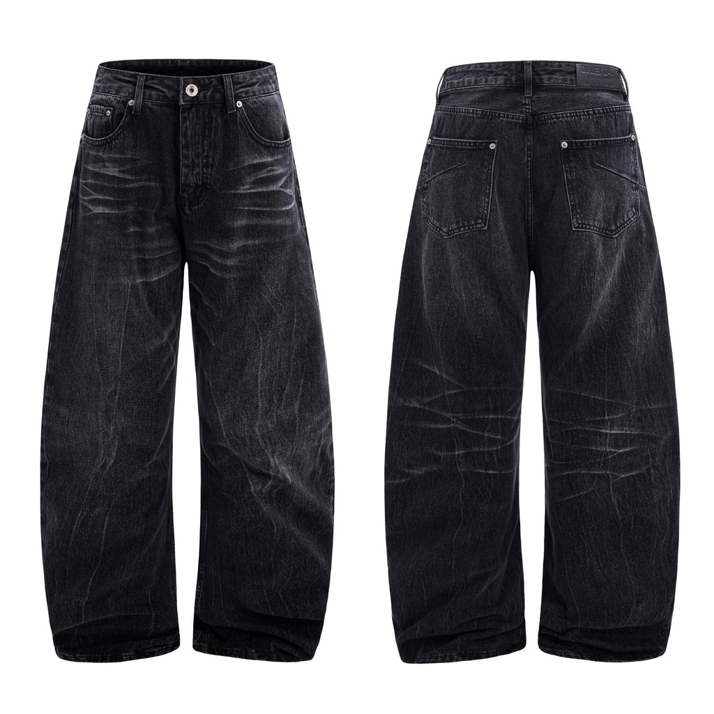 American Washed Old Lightning Crack Jeans