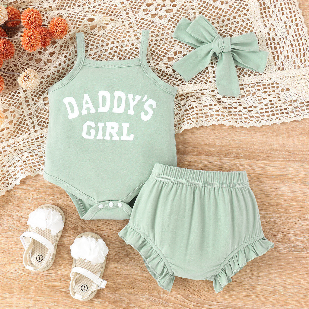 Girls' Letter Camisole Shorts Suit Summer