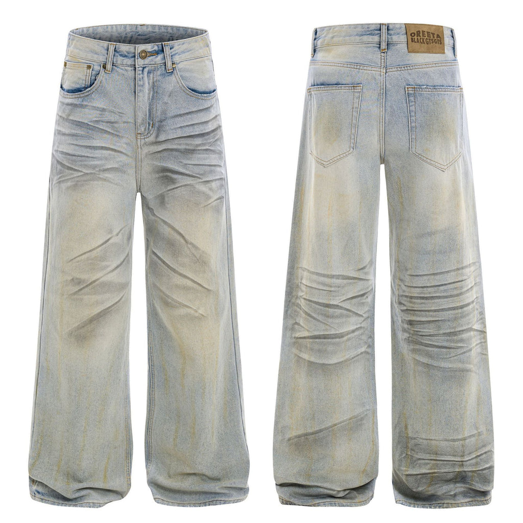 American High Street Waste Soil Wind Splash Ink Worn Jeans