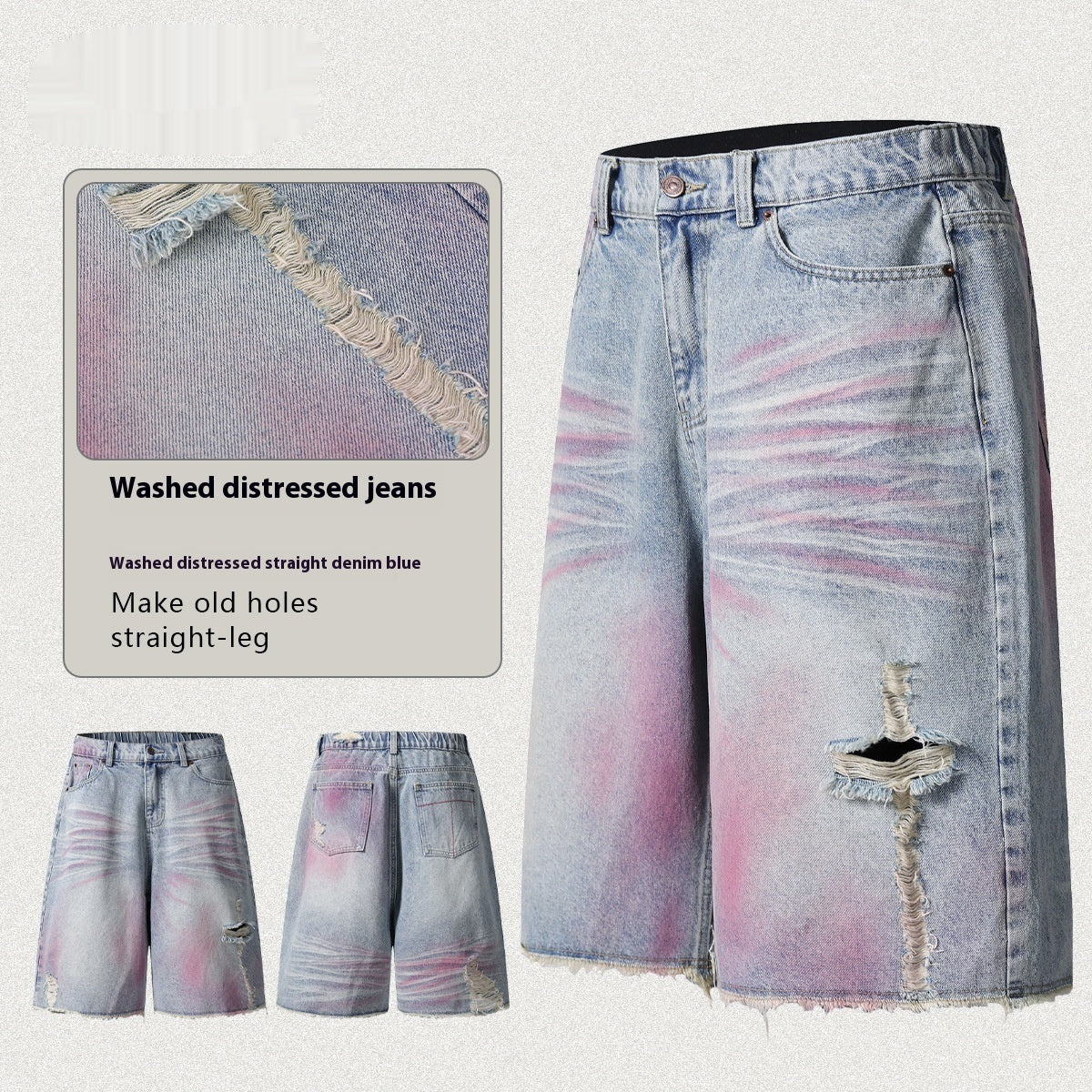 American Retro Worn Looking Washed-out Casual Jeans For Men And Women