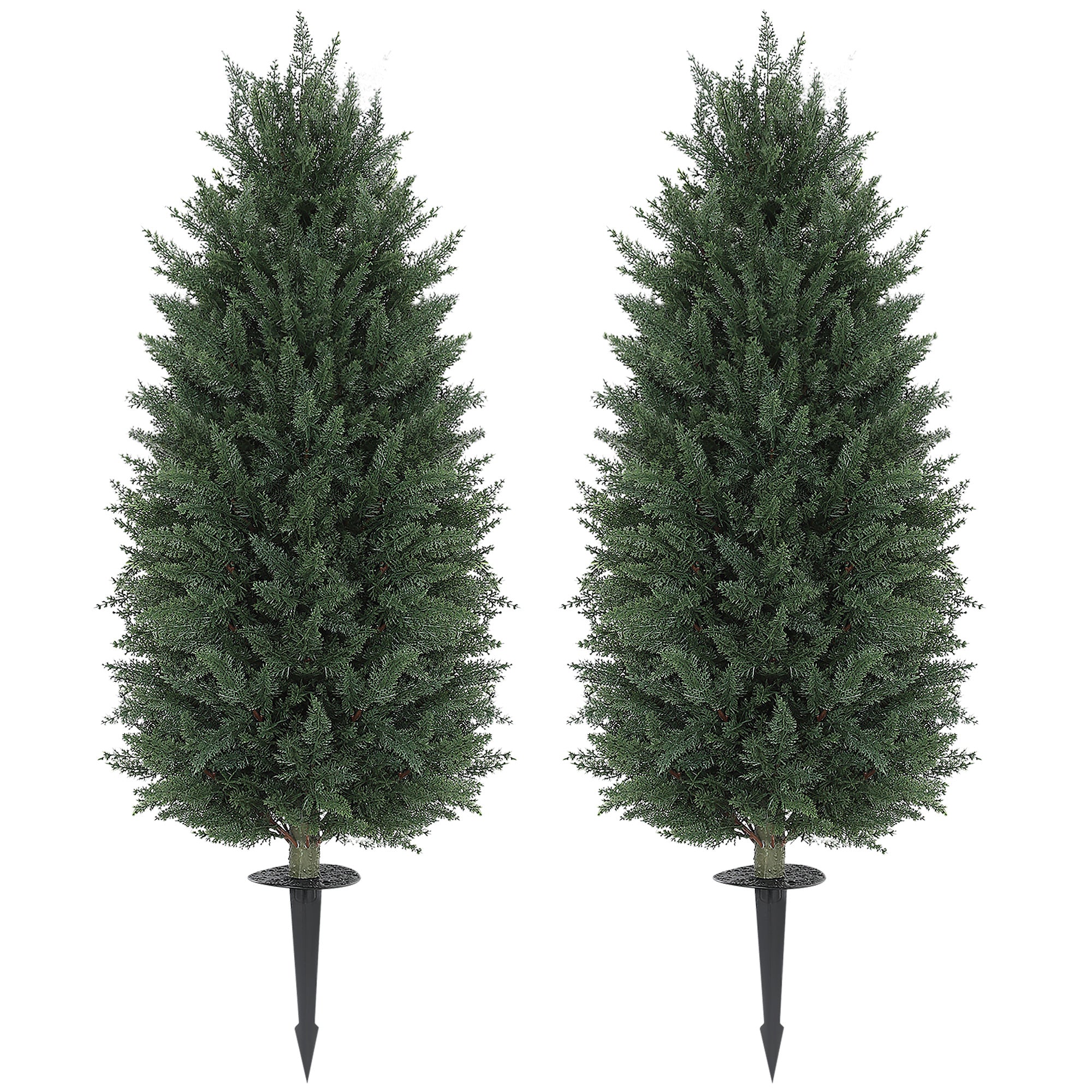 43.3 Inch Set Of 2 Artificial Cypress Topiary Tree, Indoor Outdoor UV Resistant Faux Plants With Ground Stake For Garden