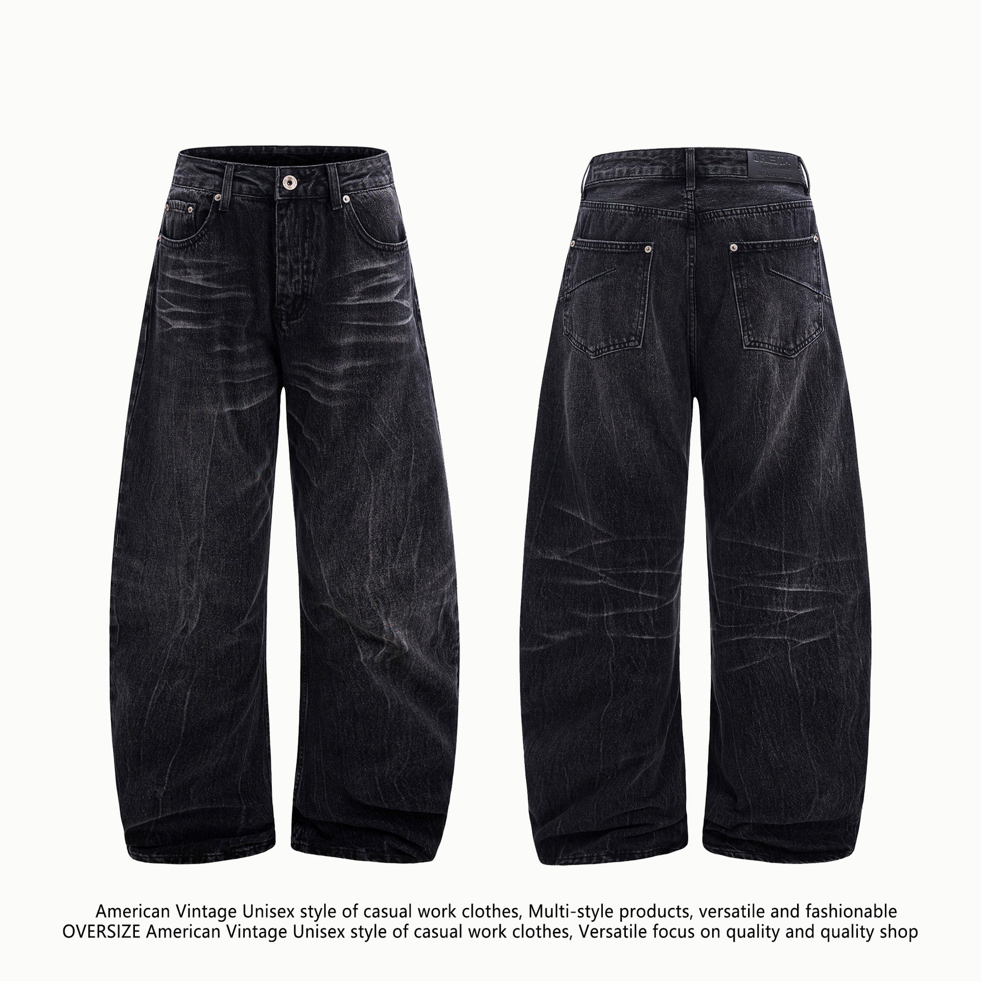American Washed Old Lightning Crack Jeans