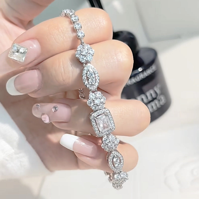Women's S925 Sterling Silver-plated Diamond Bracelet