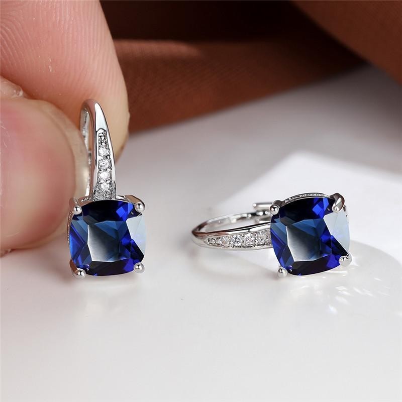 Square Zircon Inlaid Ear Hook Korean Style Fashion All-matching