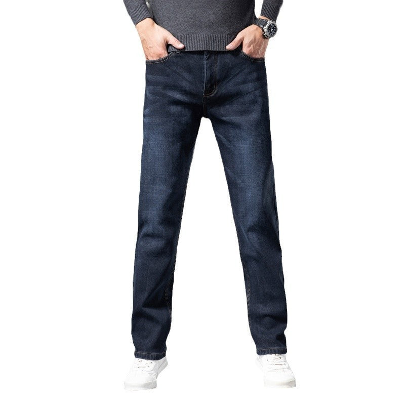 Fleece-lined Men's Loose Straight Plus Size Jeans