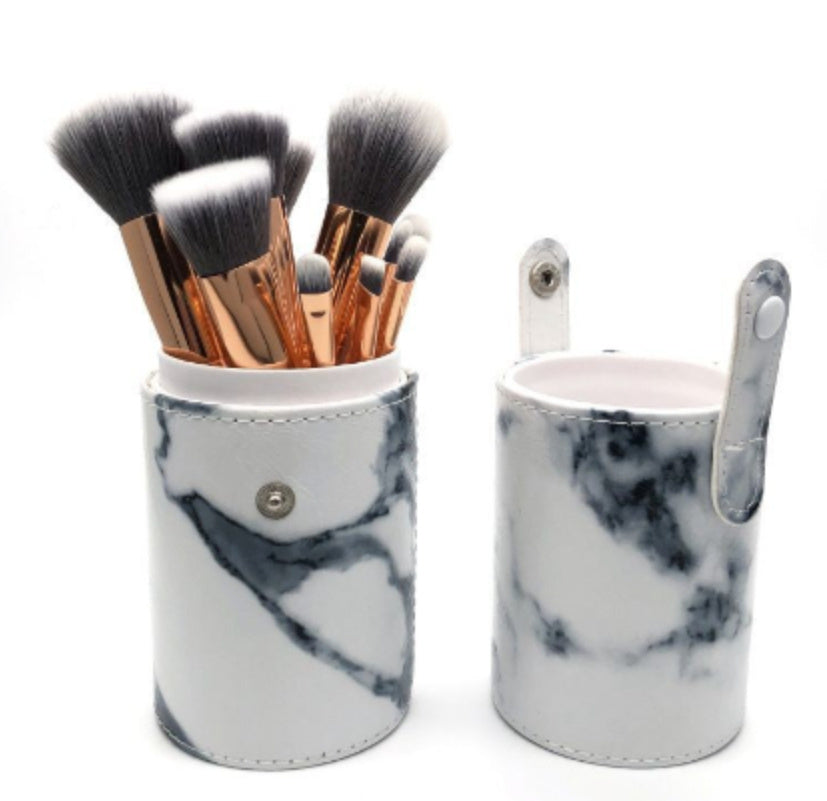 Factory direct sale marble pattern makeup brush 10 big small makeup brush beauty makeup tool make-up brush bag