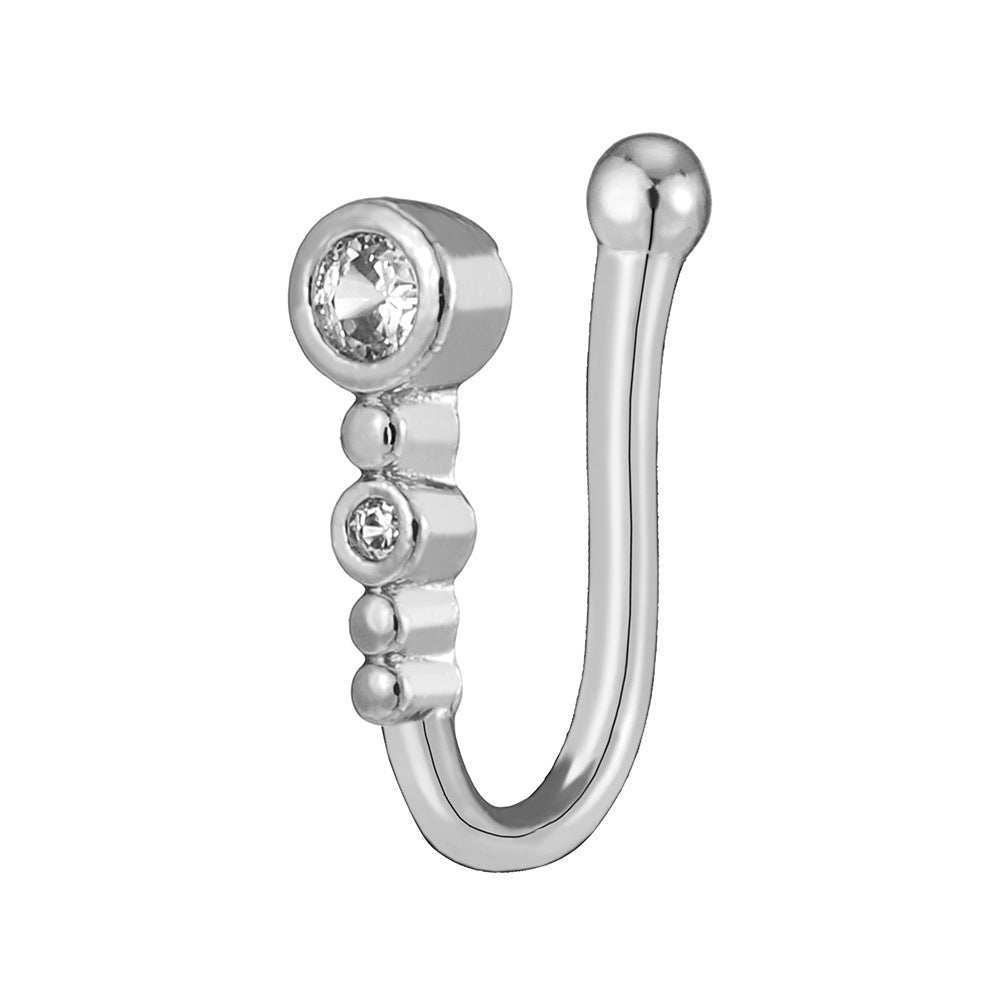 Personality Copper Micro Inlay Geometric U-shaped Nose Ring