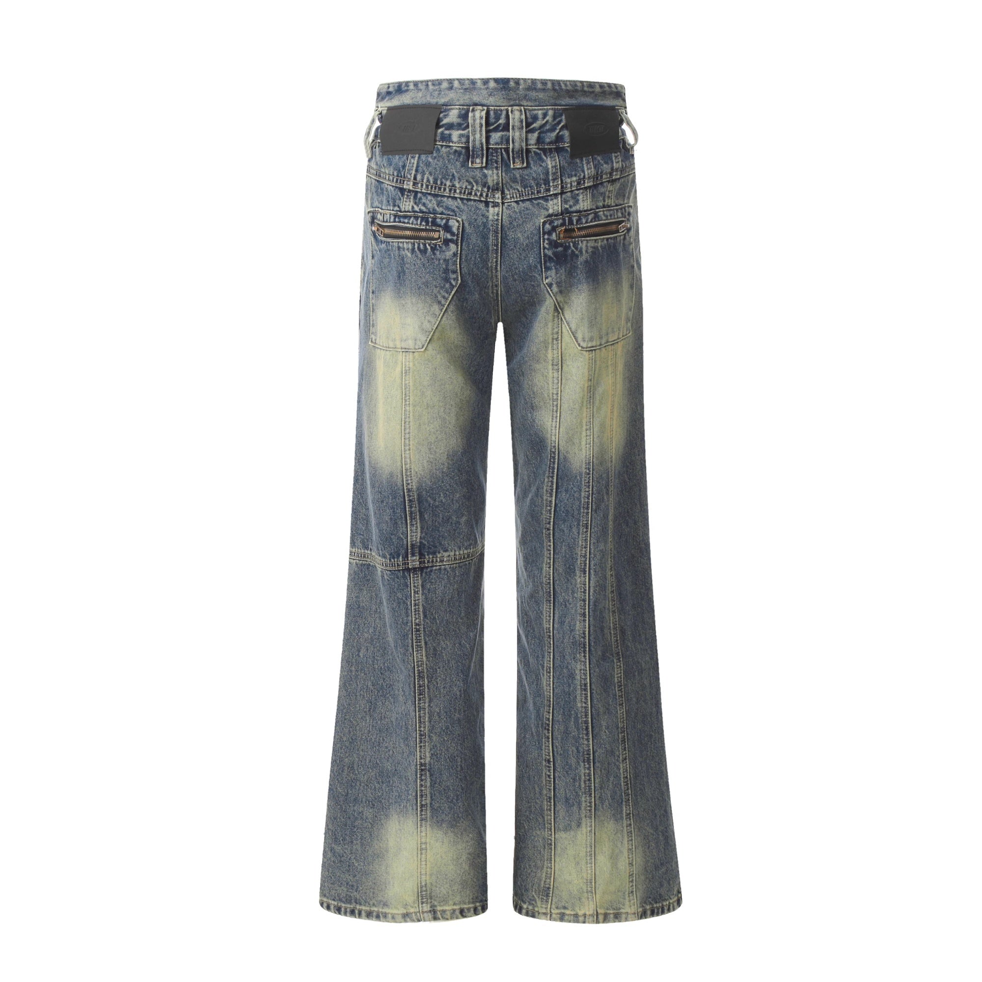 Retro Worn Looking Washed-out Jeans Deconstructed Stitching Design Loose All-match