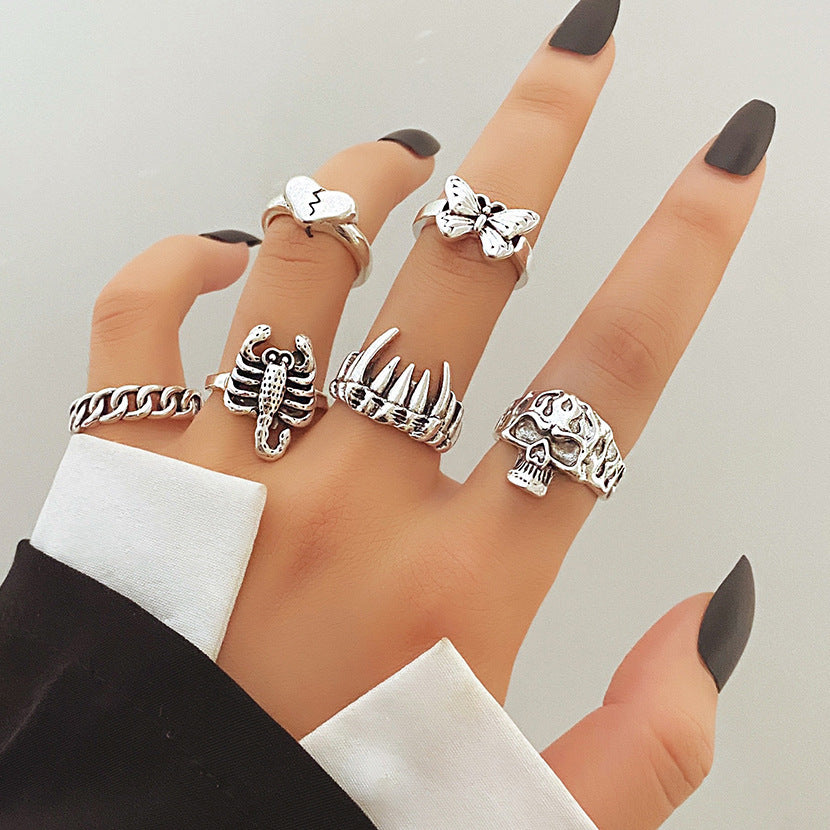 Fashion Personality Butterfly Snake Ring Suit Combination Opening
