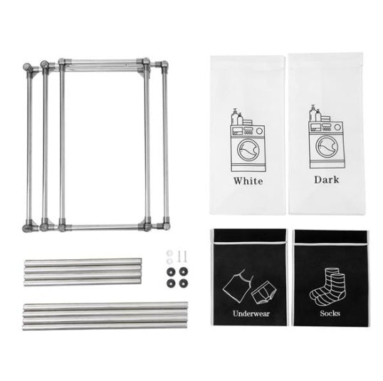 Laundry Basket 2 Tiers Laundry Sorter With 4 Removable Bags For Sorting Clothes, Laundry, Light, Dark Laundry