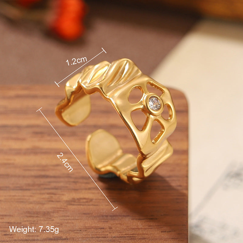 Natural Stone Geometric Ring High-grade Versatile Retro Non-fading