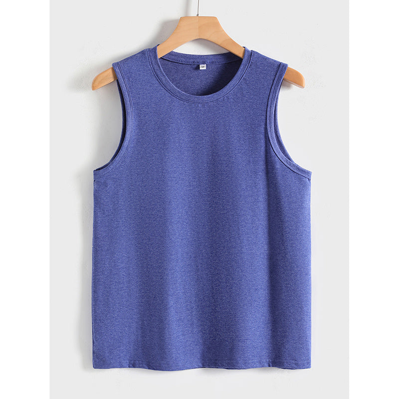 Womens Tank Tops Crew Neck Sleeveless Tshirts Solid Color Casual Loose Fit Tee Shirts