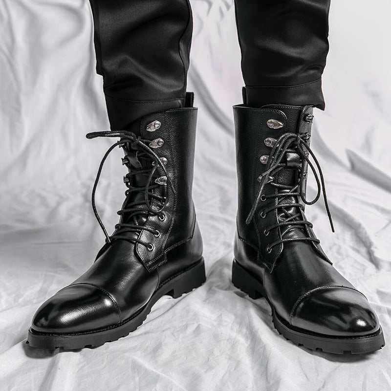 Fall Winter Lace-up Booties Black Locomotive Denim
