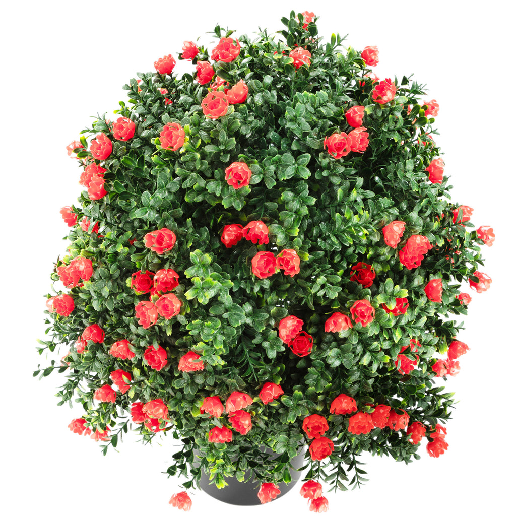 2pcs 21  6  Artificial Rose Topiary Trees, UV Resistant Faux Plants - Red