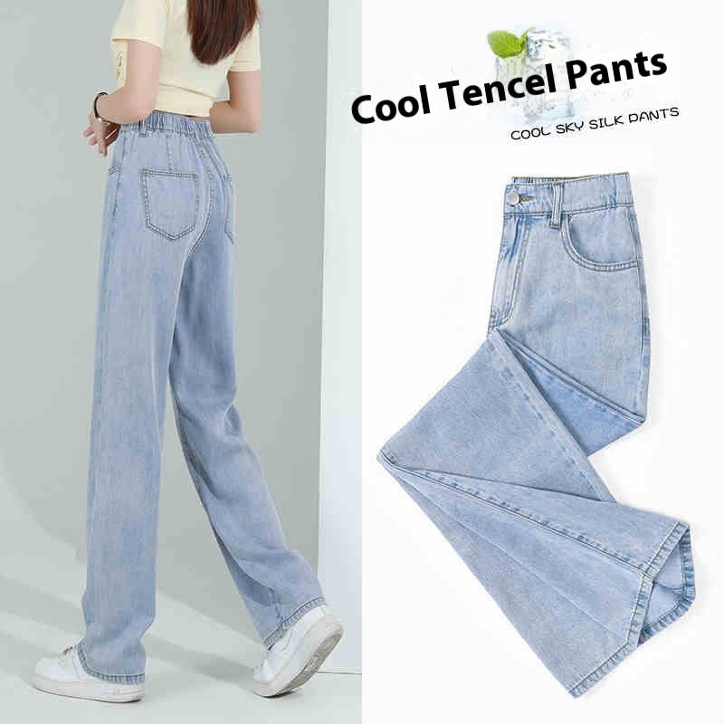 Elastic Waist Lyocell Jeans Women