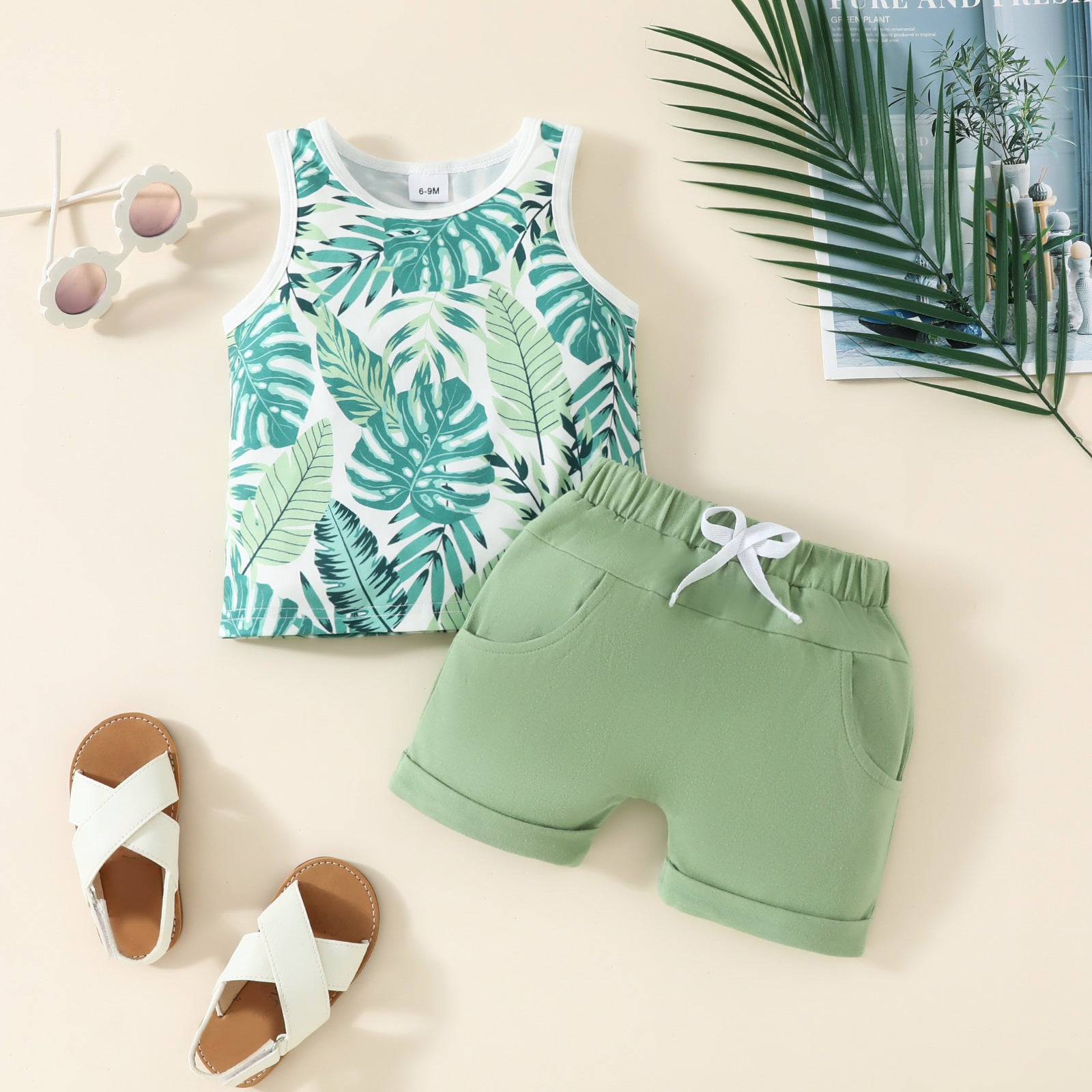 Boy Baby Printed Vest Shorts Two-piece Set