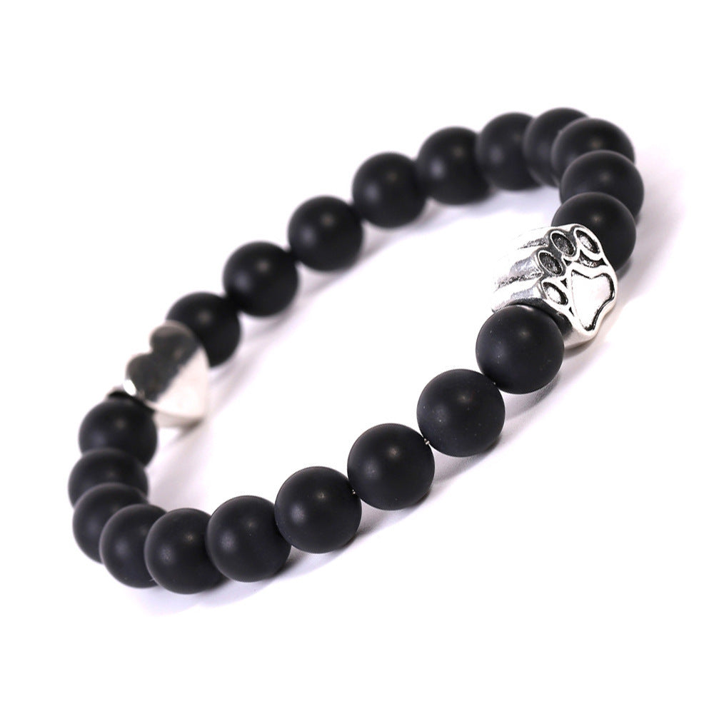 Tigereye Indian Agate Dog's Paw Bracelet Fashion Love Heart