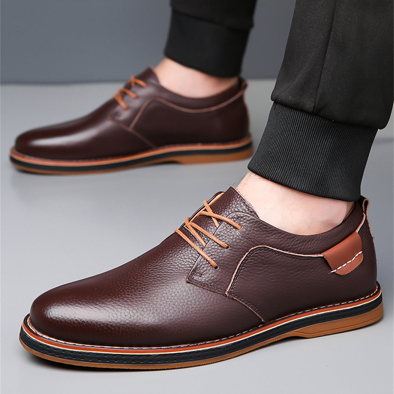 Men's Leather Shoes Plus Size Fashion Handmade Stitching