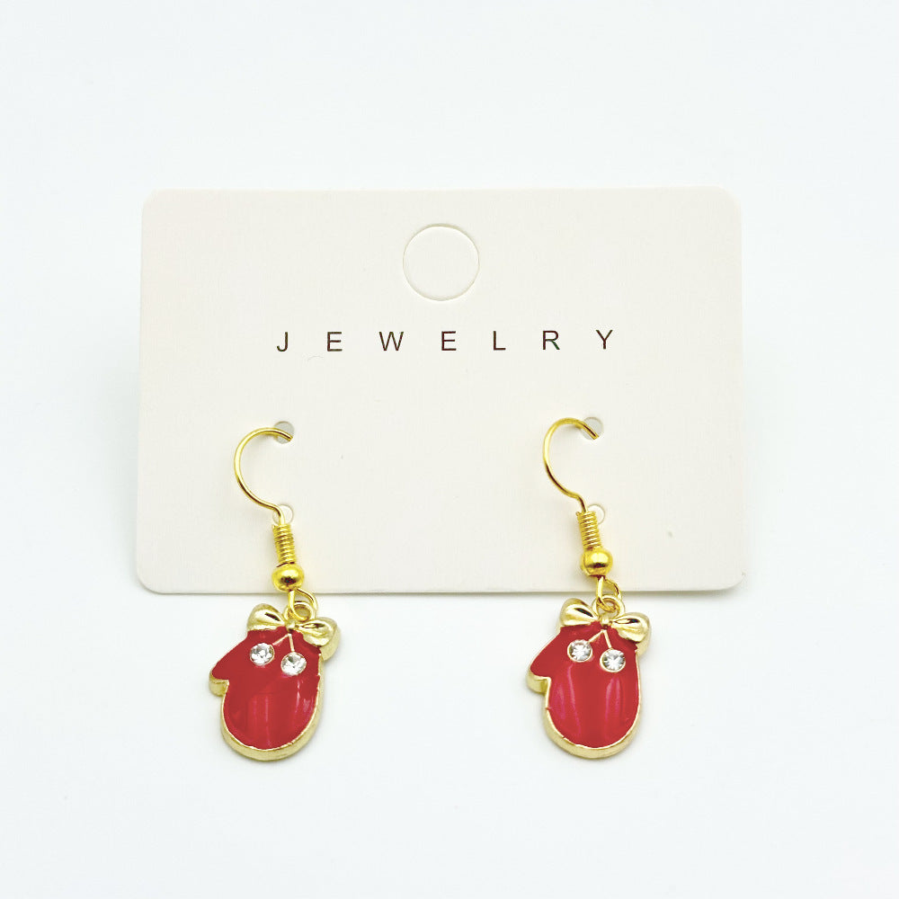 New Red Bow Handmade Beaded Ear Stud Necklace Bracelet