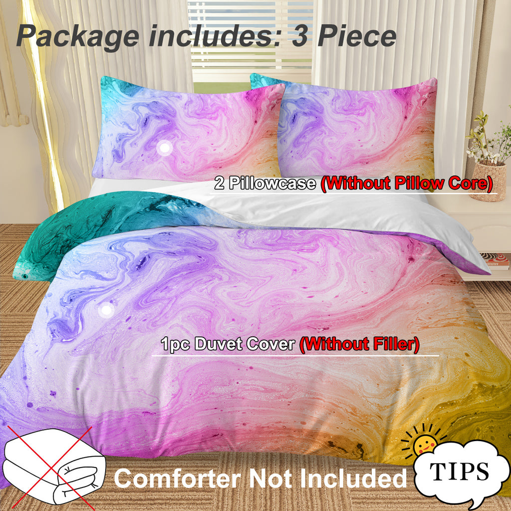 Girly Duvet Cover Rainbow Glitter Ombre Bedding Sets 3 Pcs Chic  Purple Blue Green Pastel Bed Spreads Sparkle Quilt Cover Set With 2 Pillow Shams