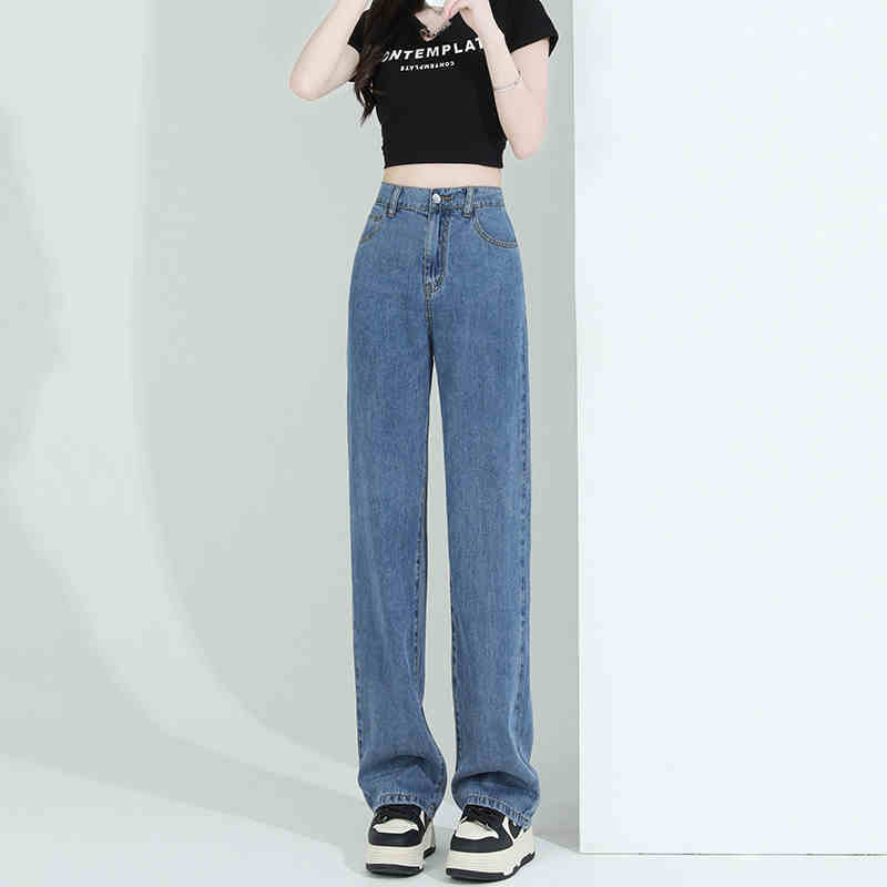 Elastic Waist Lyocell Jeans Women