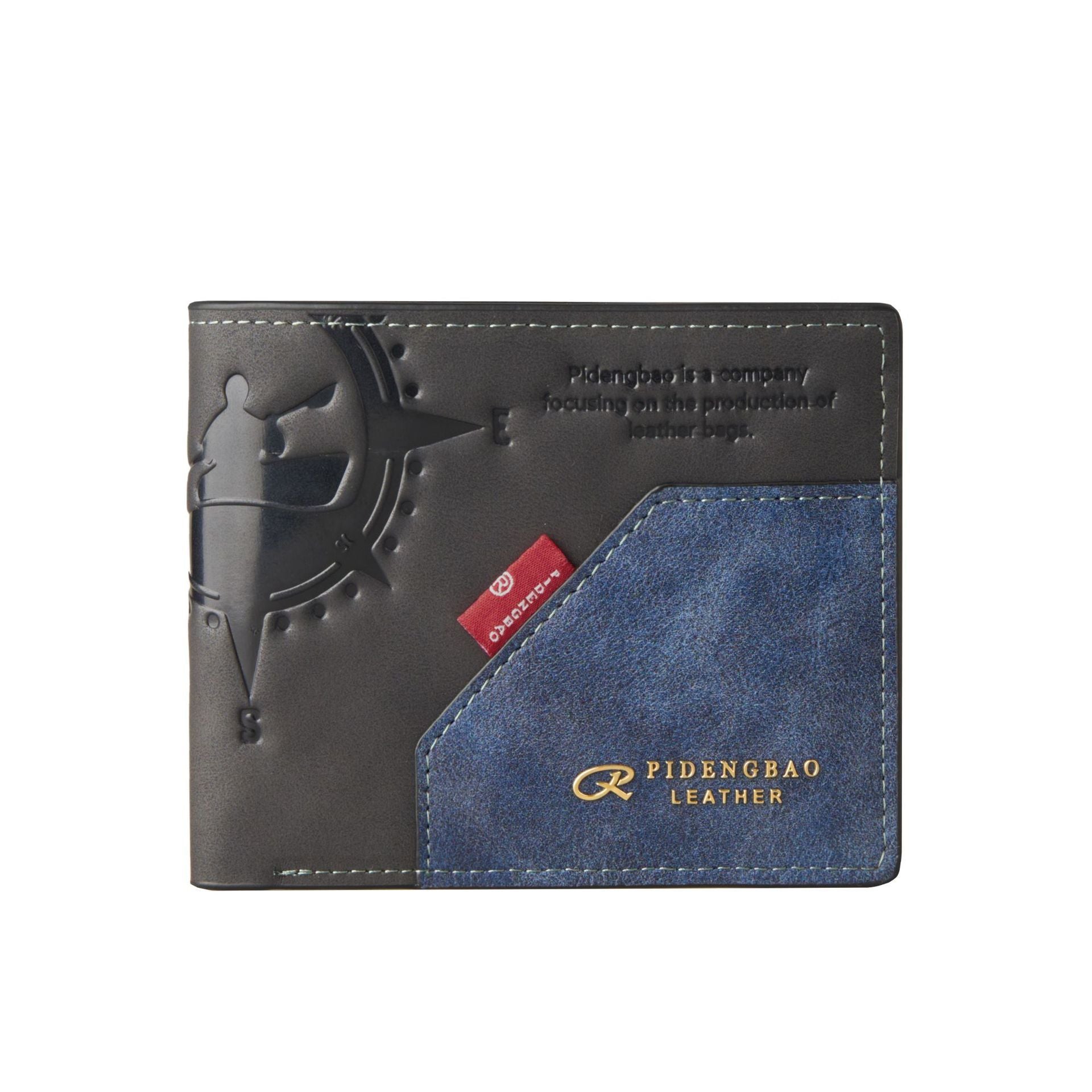 Multi-card-slot Large Capacity Pu Stitching Men's Retro Short Wallet