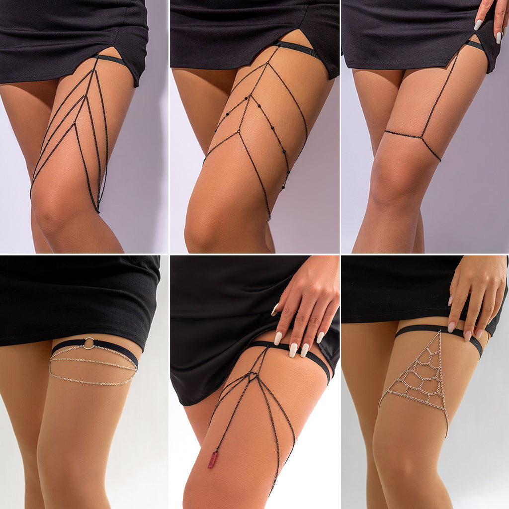 Metal Leg Ring Casual Body Chains Elastic Band Tassel