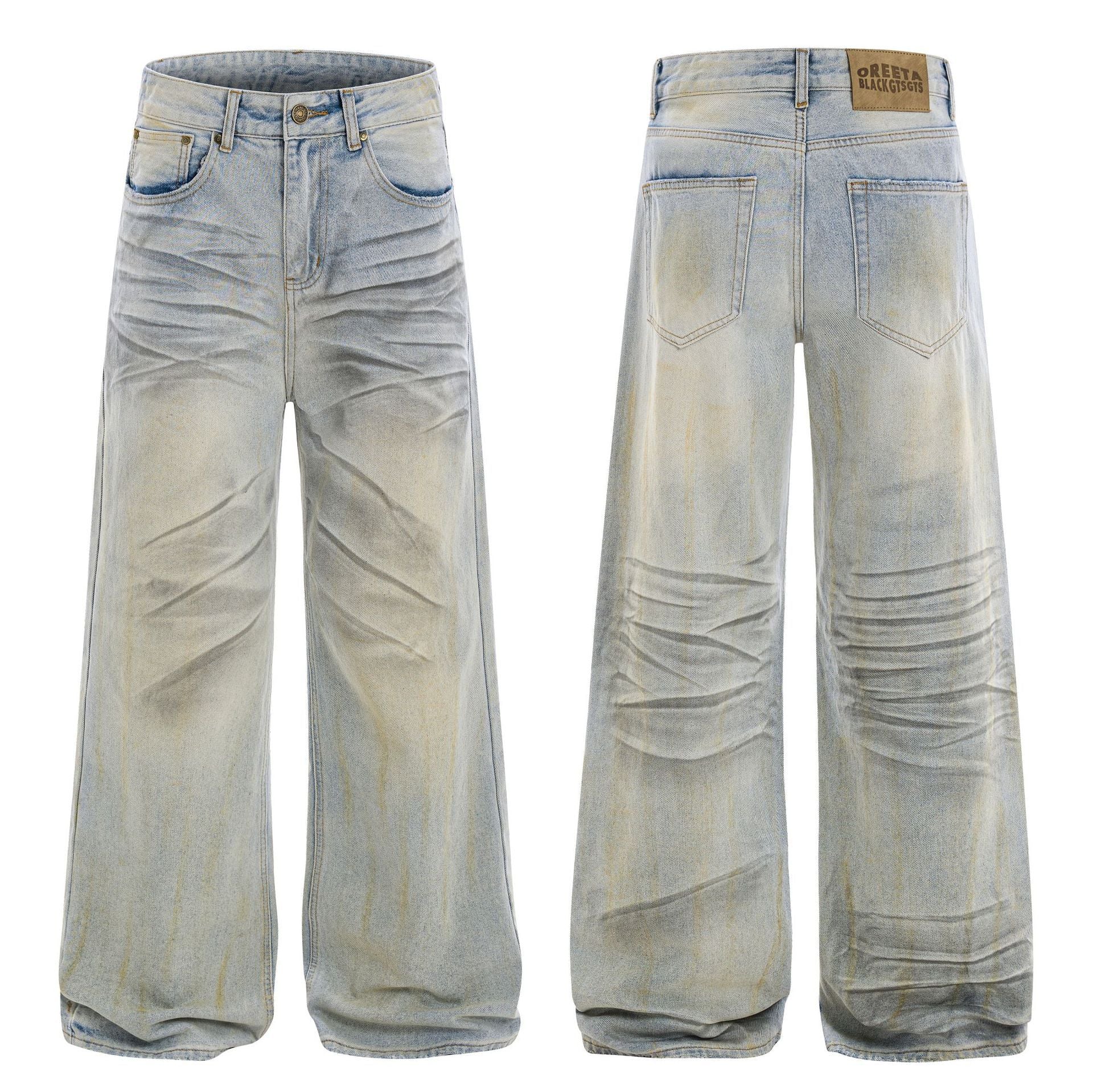 American High Street Waste Soil Wind Splash Ink Worn Jeans