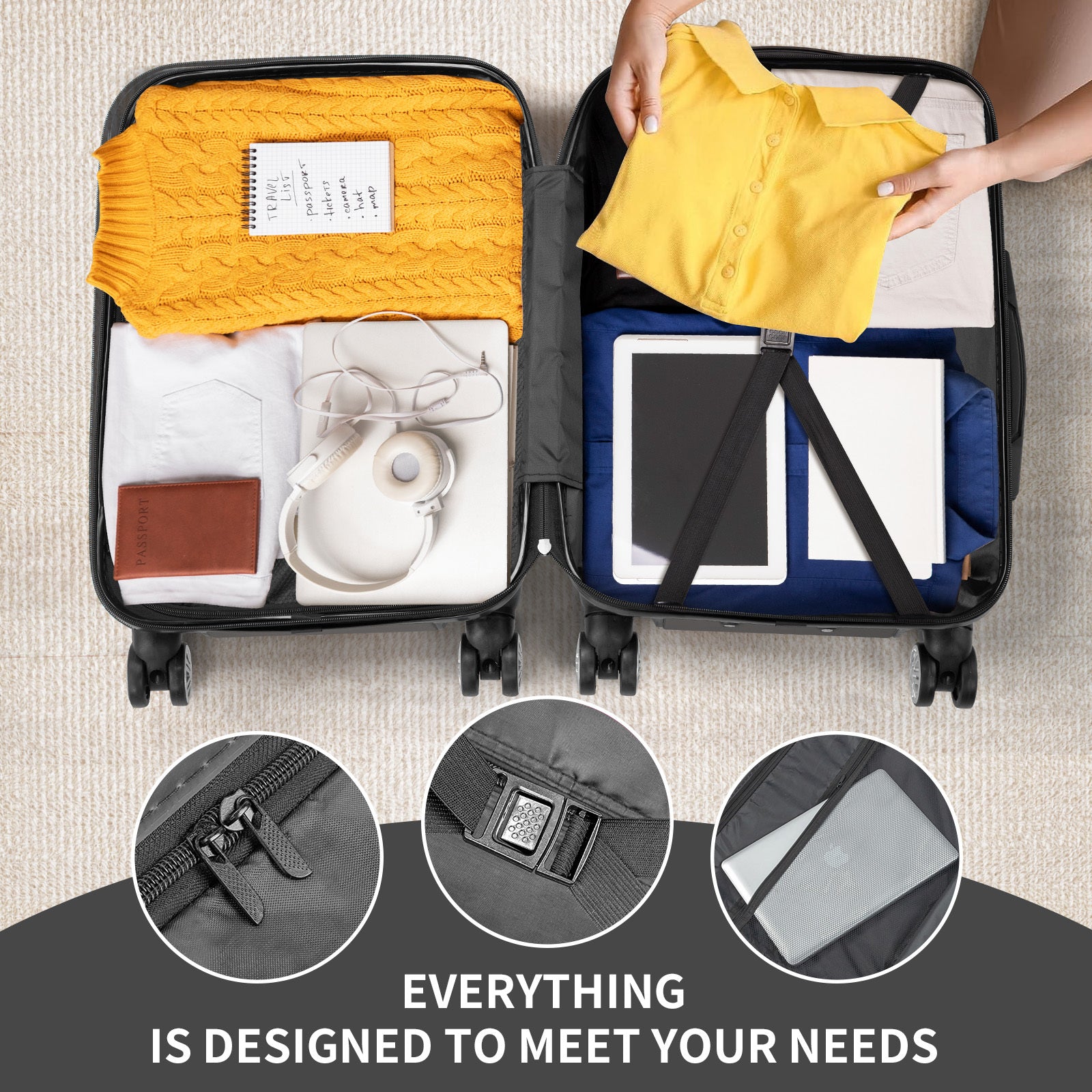 Three In One ABS PC Suitcase 20in 24in 28in Suitcase