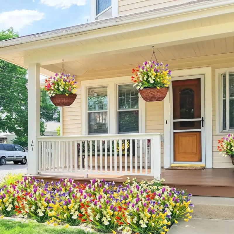 5 Bundles Artificial Calla Lilly Realistic UV Resistant Fake Flowers Faux Plastic Long Stem Plants For Indoor Planter Home Porch Yard Spring Summer Cemetery Decor