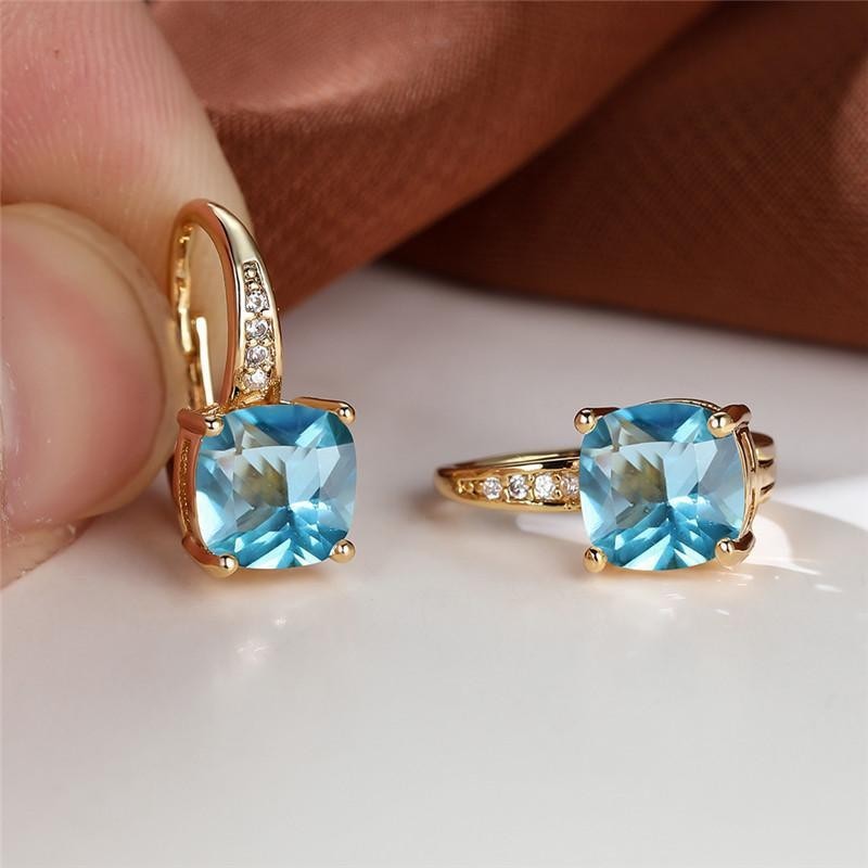 Square Zircon Inlaid Ear Hook Korean Style Fashion All-matching