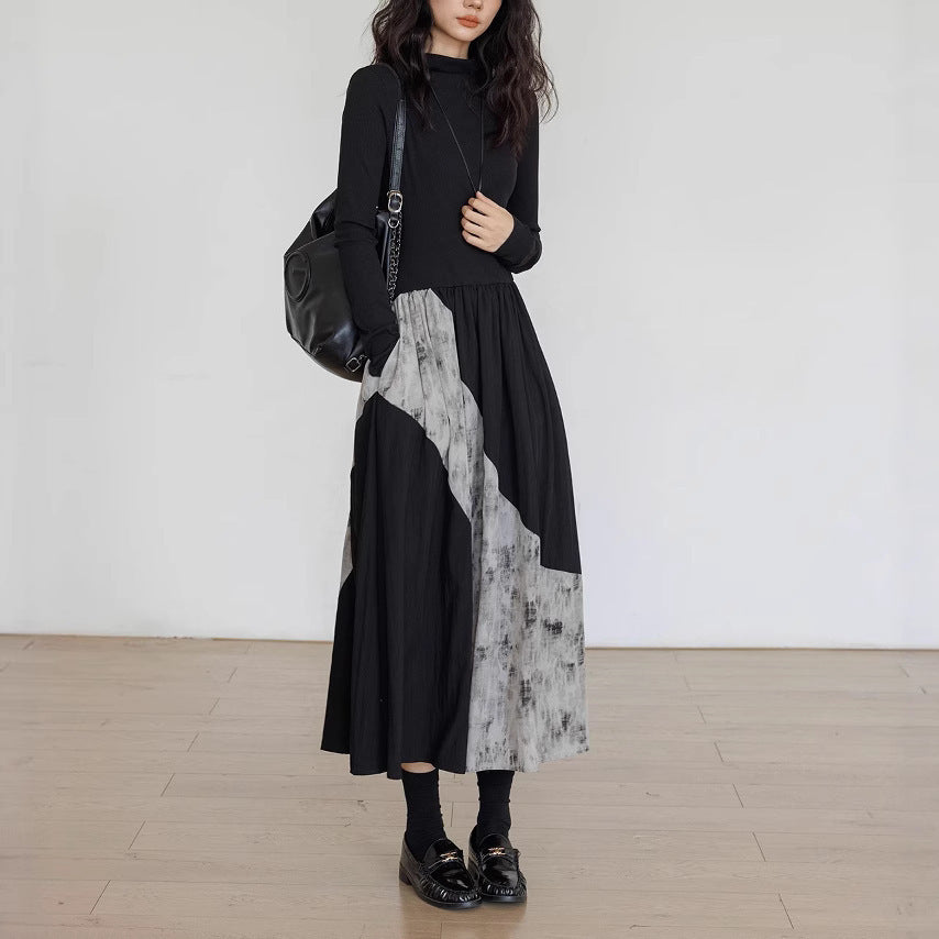 Cold Wind Black Irregular Inner Dress