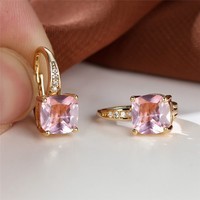 Square Zircon Inlaid Ear Hook Korean Style Fashion All-matching