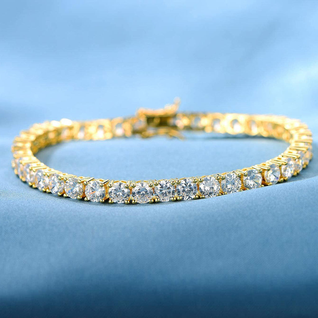 Classic 18K Gold Electroplated Zircon High-grade Tennis Full Diamond Personality Bracelet