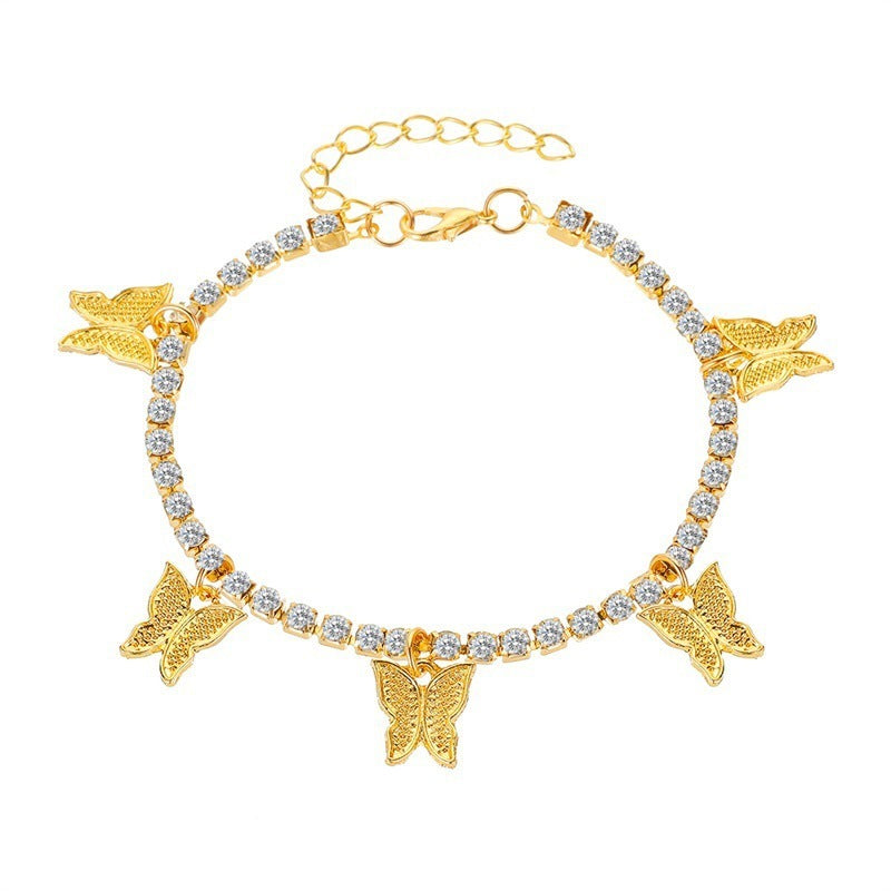 Simple Temperament Small Butterfly Tassel Anklet