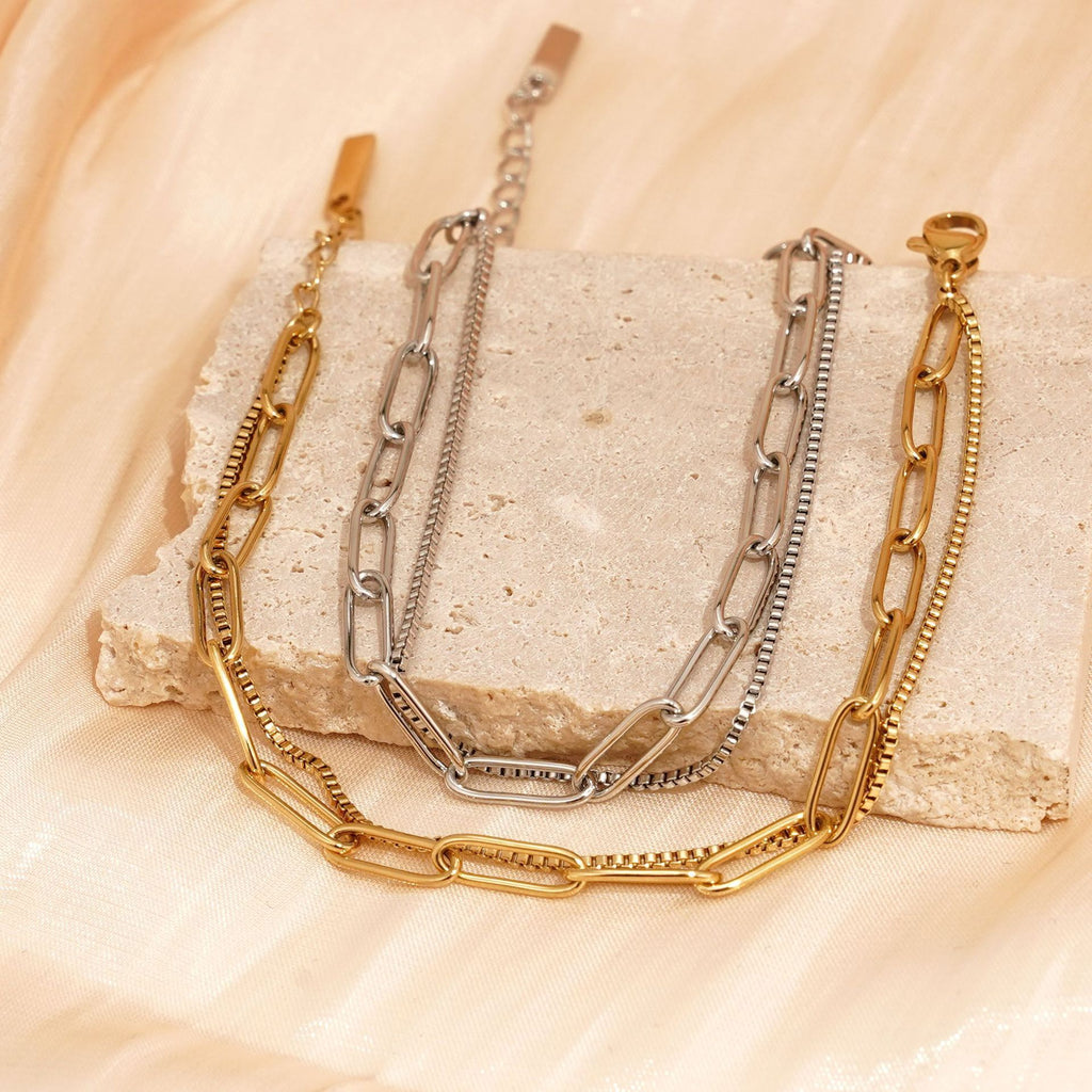 Double Layer Twin Titanium Steel Bracelet Ins Cold Style European And American Women