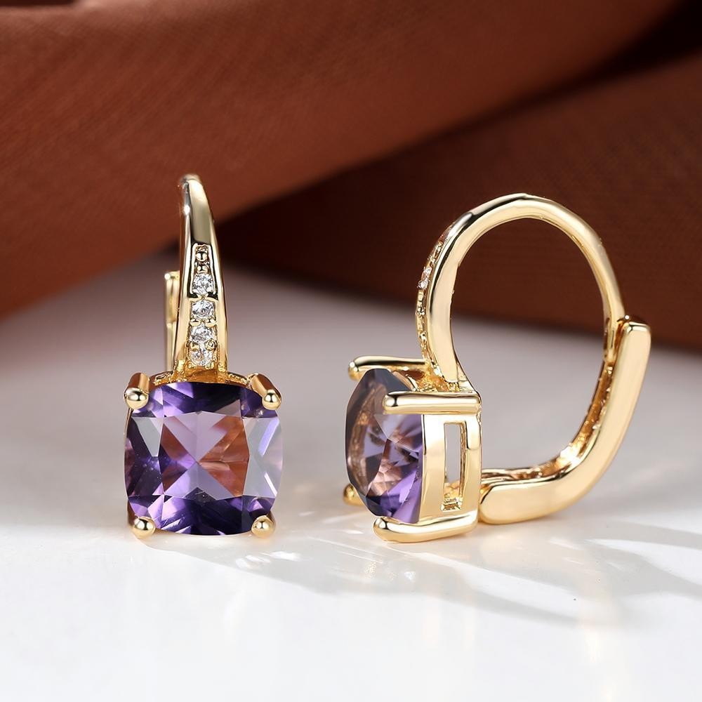 Square Zircon Inlaid Ear Hook Korean Style Fashion All-matching