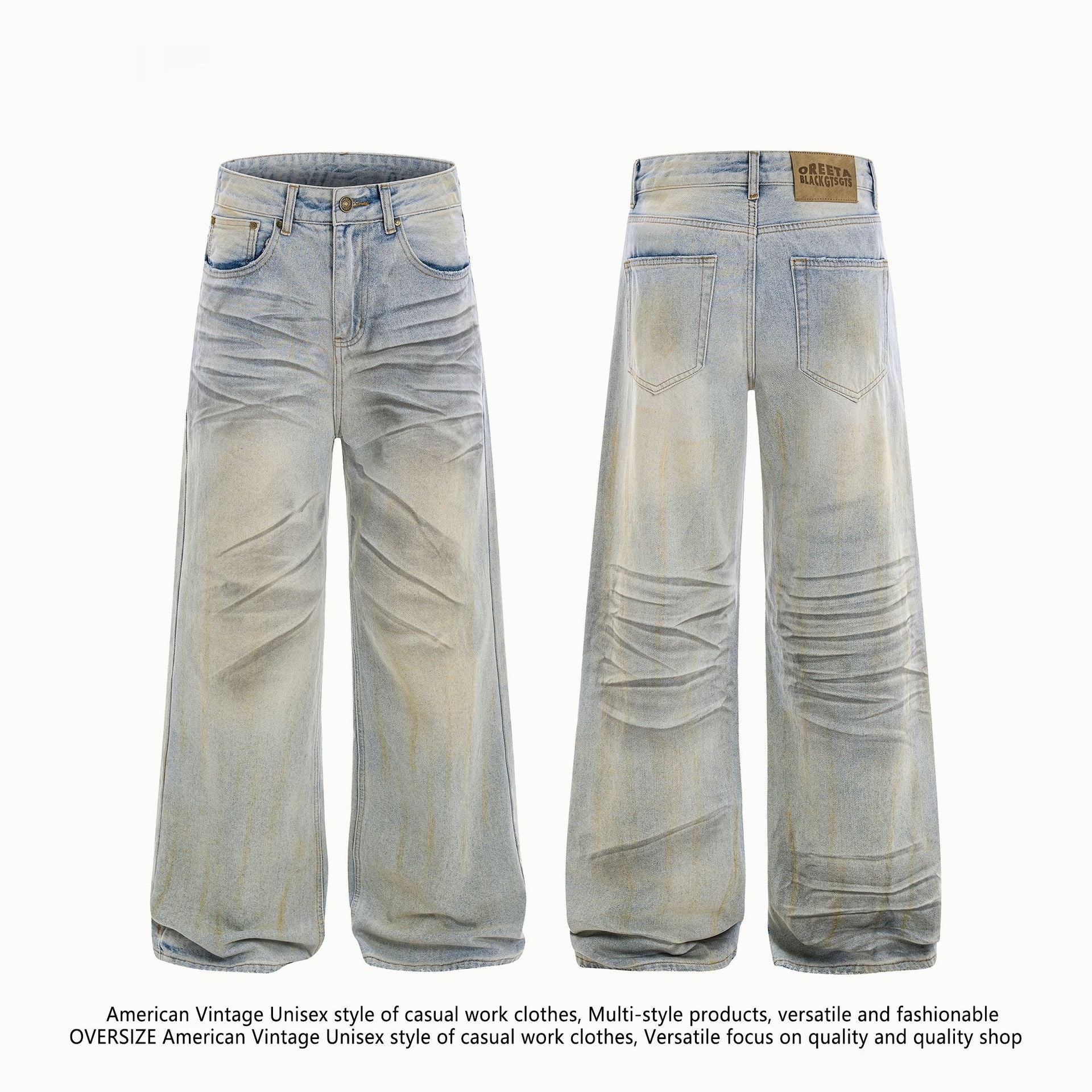 American High Street Waste Soil Wind Splash Ink Worn Jeans