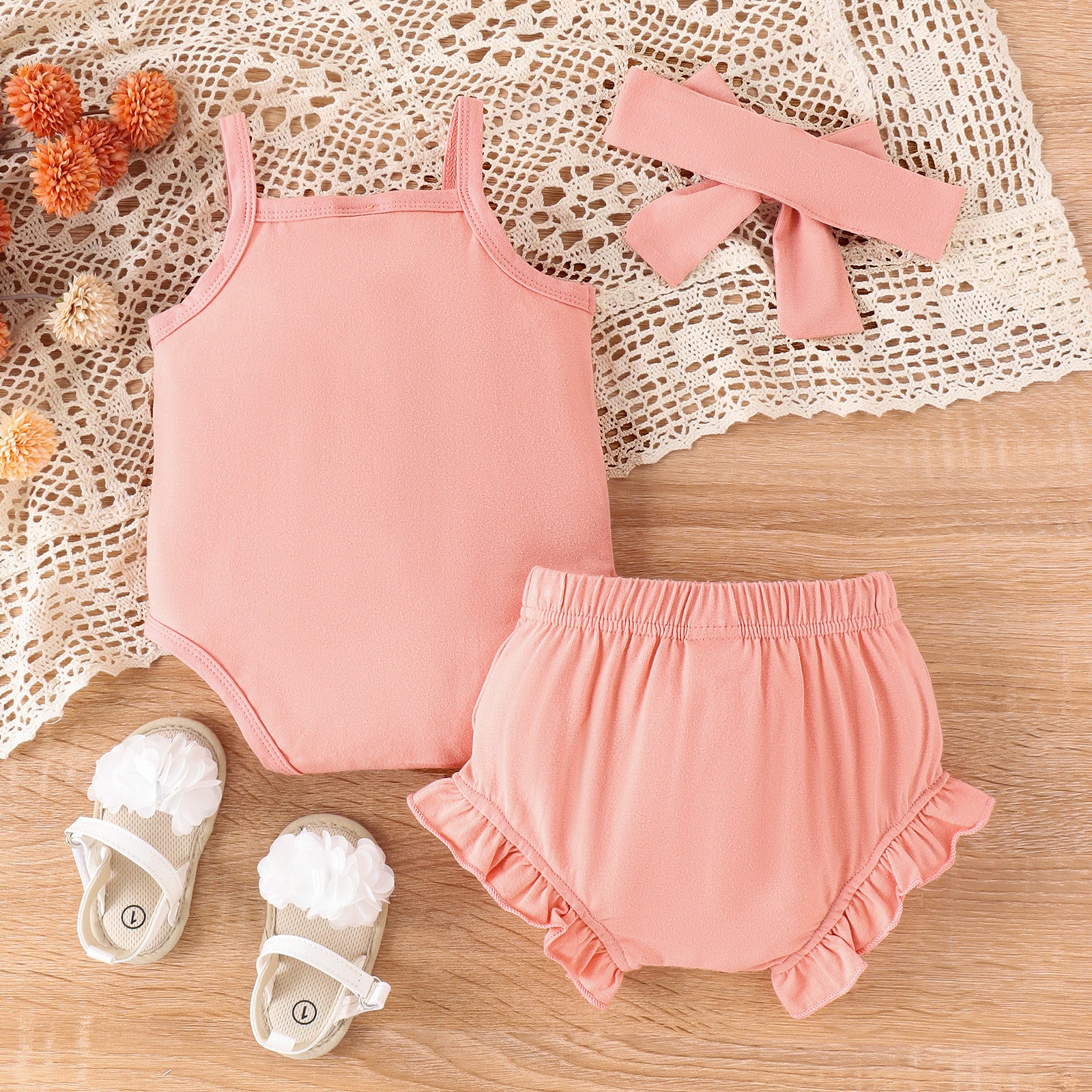 Girls' Letter Camisole Shorts Suit Summer