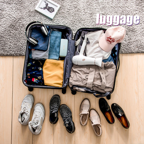 ABS Hard Shell Travel Trolley Suitcase 4 Wheel Luggage Set Hand Luggage, 24