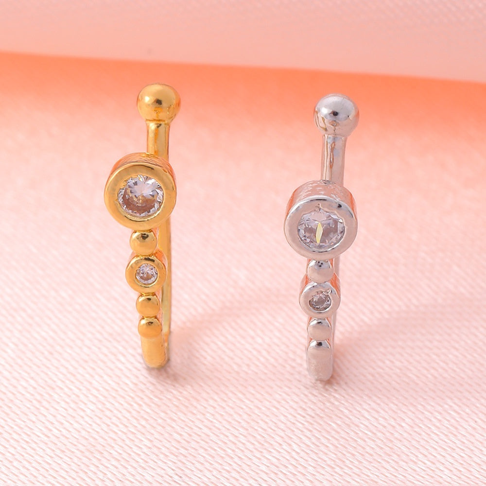 Personality Copper Micro Inlay Geometric U-shaped Nose Ring