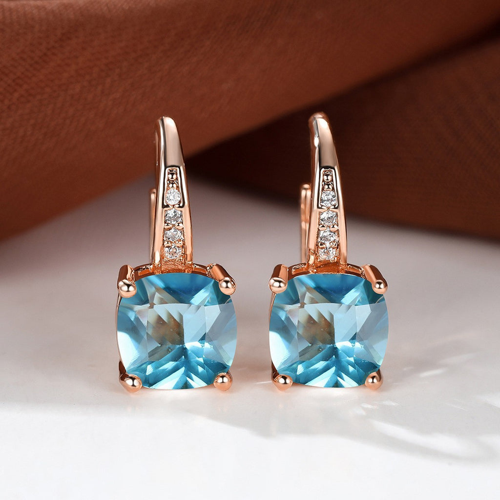 Square Zircon Inlaid Ear Hook Korean Style Fashion All-matching