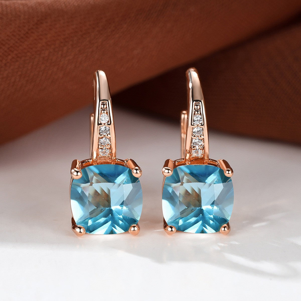 Square Zircon Inlaid Ear Hook Korean Style Fashion All-matching