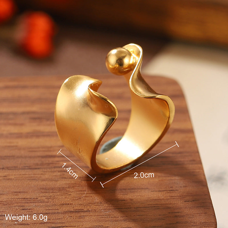 Natural Stone Geometric Ring High-grade Versatile Retro Non-fading