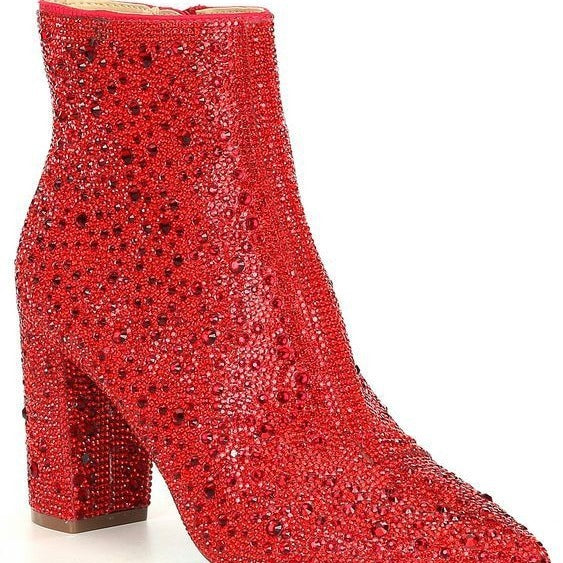 Rhinestone Pointed Toe Fashion Ankle Boots