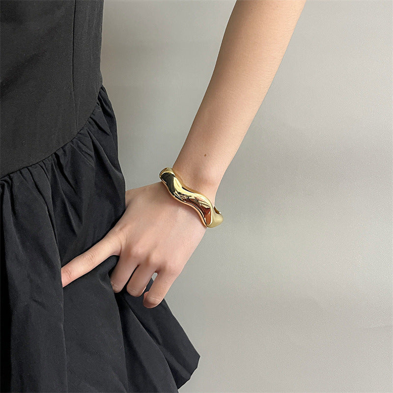 Branch Wide-brimmed Bracelet Irregular With Personality Spring Open Alloy
