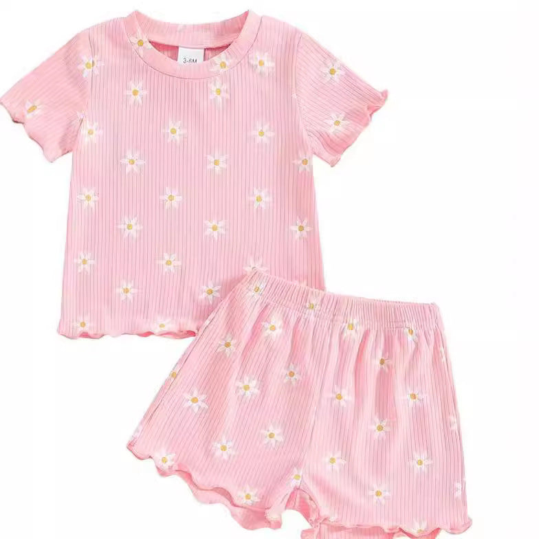 Girls' Printed Tops Casual 2 Pieces Suit