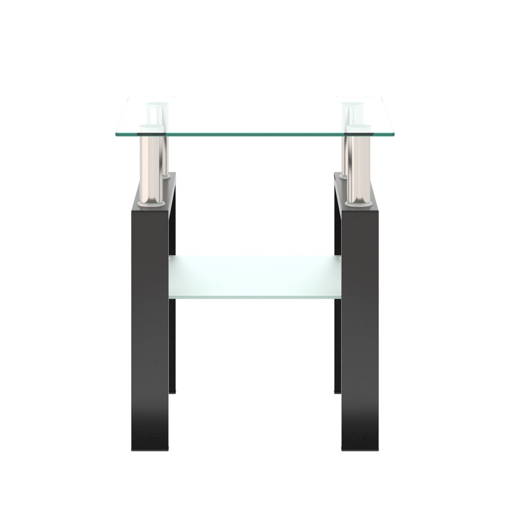 1-Piece Modern Tempered Glass Tea Coffee Table, Square For Living Room