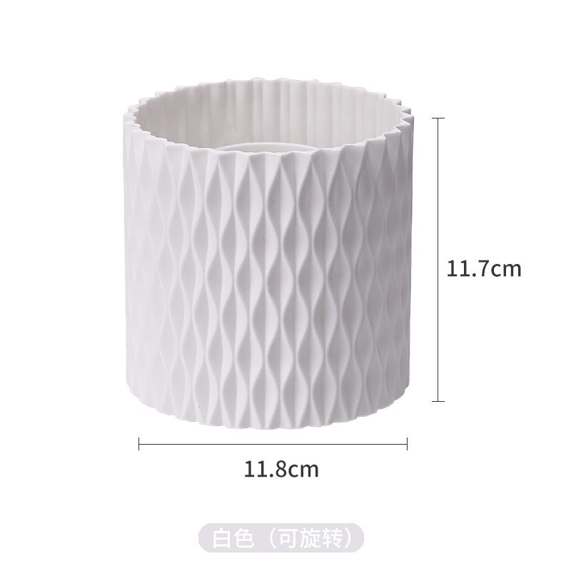 Makeup Brush Holder Dustproof & Waterproof 360 Rotating Cosmetics Make Up Brush Organizer Storage With Lid For Vanity